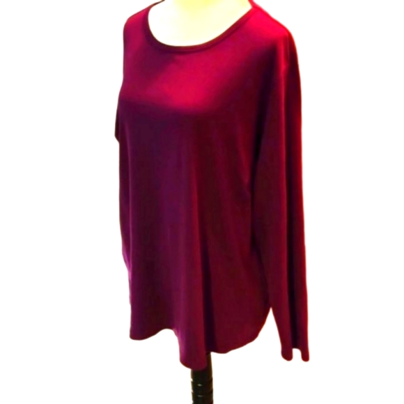 St. John's Bay Long Sleeve Tee Wine Colored Boatneck Womens Size 3X - Picture 1 of 8
